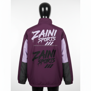 เสื้อแจ็คเก็ตกันลมน้ำหนักเบาสำหรับผู้ชาย ผ้าริปสต็อปทนทาน สีม่วง ดีไซน์สองสี พร้อมป้ายแบบกำหนดเอง - Product Image 2