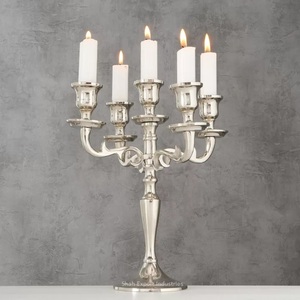 5 Arms Wedding Decorative Floor Candelabra Shiny Aluminum <b>Heavy</b> <b>Duty</b> Of Metallic Candelabra For Home Dining Table Decor - Product Image 6