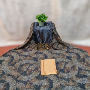 Vestido de Moda Somalí Glamour, Última Tendencia en Tela de Algodón Dirac Voile, Jacquard Liso, Ligero, Transpirable, con Patrón Geométrico - Product Image 1