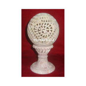 หินสบู่ธรรมชาติในรูปทรงกลมที่วางเทียนชาแกะสลักด้วยมือพื้นผิวเรียบและมันวาวผู้ผลิตที่ดีที่สุดและขายส่ง - Product Image 1