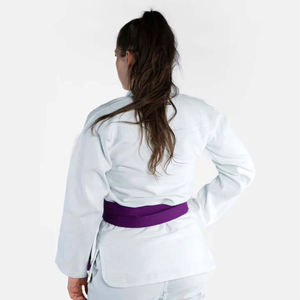 <b>White</b> Martial Arts <b>Kimono</b> Wrestling Gi Jacket Orange Shoulder Patch Custom Embroidery Stretch Training Top for Men and Women - Product Image 4