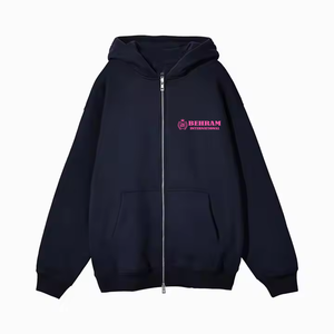 Vente en gros Streetwear zippé double fermeture éclair polaire sweat à capuche lourd pour hommes 100% coton sweats à capuche zippés pour hommes - Product Image 3