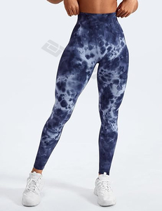 Leggings d'entraînement sans couture Tie Dye pour femmes Pantalon de sport à motif solide avec fermeture à cordon de serrage - Product Image 4
