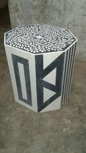 Taburete redondo con incrustaciones de hueso contemporáneo hecho a mano para dormitorio, hotel o taller - Product Image 4