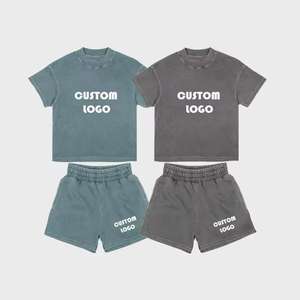 T-shirt deux pièces graphique d'été décontracté pour hommes et short en coton délavé au soleil Style délavé à l'acide Prix raisonnable - Product Image 4