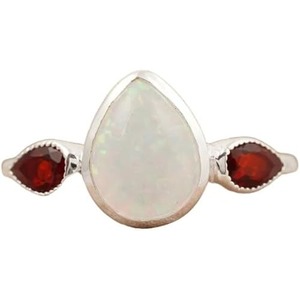 Bague femme opale naturelle grenat pierre précieuse octobre pierre de naissance fiançailles noël bijoux faits à la main bague en argent sterling 925 - Product Image 1