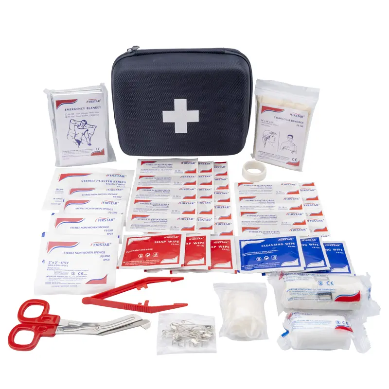 Firstar Trousses de premiers soins personnalisées pour voiture Trousse de premiers soins de survie d'urgence Kits médicaux d'urgence avec équipement de premiers soins