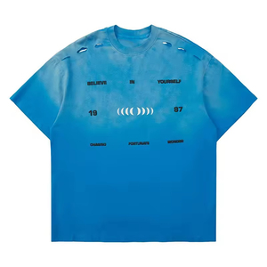 เสื้อยืดพิมพ์ลาย Dtg กำหนดเองเสื้อยืดแนวสตรีทฟิตไซส์250แกรมกรดซีดกันแดดสำหรับผู้ชาย - Product Image 1