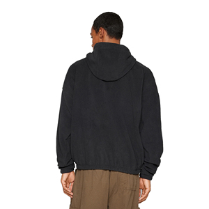 Men's Hip Hop High Street Embroidered Polar <b>Fleece</b> <b>Hoodie</b> in Black Plus Size Drop Shoulder Kangaroo Pocket Winter Sweatshirts - Product Image 2