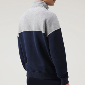 Sweat à capuche à col montant 100% coton brossé pour homme avec demi-fermeture éclair, sweat à capuche à blocs de couleur, sweats à capuche et sweat-shirts 2025 - Product Image 4