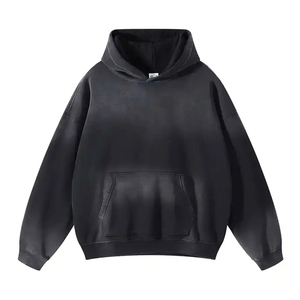 เสื้อฮู้ดแบบสวมหัวของผู้ชาย500gsm เทอร์รี่สะพายไหล่ทรงโอเวอร์ไซส์ผ้าฟลีซซักไม่มีเชือกสำหรับฤดูหนาว - Product Image 1