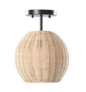 Handwoven Hanging Lamp Rattan <b>Lampshade</b> Pendant Light Chandelier <b>Wicker</b> Rattan Light Fixture for Kitchen Island Living Room - Product Image 2