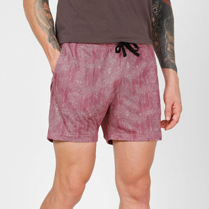 Soldes d'été 2026 : Short en maille imprimé intégral pour homme, double ceinture élastique, maille épaisse - Product Image 1