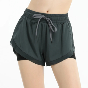 Factory made women gym <b>shorts</b> high quality cotton breathable washed hot design pocket <b>decoration</b> push up customizable logo - Product Image 1