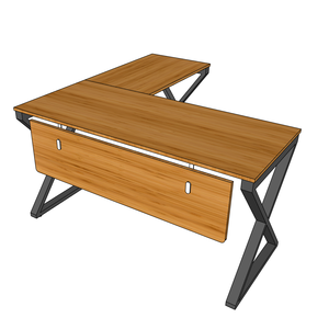 XBamboo BFXB008 L-Shaped PC/Gaming <b>Desk</b> 140x140cm with Assembled Iron Legs Bookshelf and Drawer-Comfortable Computer Table - Product Image 6