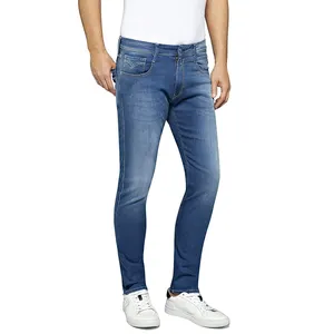Jeans décontractés pour hommes, coupe ajustée à séchage rapide, matériau respirant, quantité minimale de commande bas, conception personnalisée, jeans décontractés pour hommes de couleur unie
