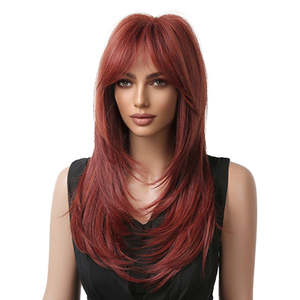Autumn-DWY Glueless Synthetic <b>Wig</b> Natural Wavy Layer Cut with Adjustable Cap Size Transparent <b>Lace</b> Color - Product Image 5