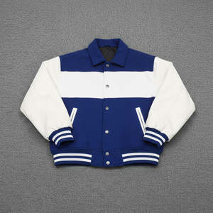 แจ็คเก็ตวาร์ซิตี้คุณภาพสูงขายส่งสำหรับผู้ชาย ปักด้วยไหมเชนิลล์ แขนหนัง แจ็คเก็ตเบสบอลแบบกำหนดเอง แจ็คเก็ตวาร์ซิตี้ตัวอักษร - Product Image 2