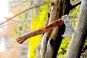 Direct Factory Supply High Quality Handmade High Carbon Steel Bearded <b>Axe</b> for Camping DIY Grade <b>Wood</b> Handle - Product Image 2
