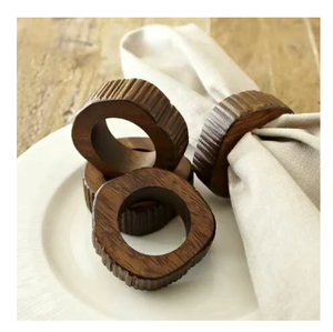 Anneaux de serviette en bois d'acacia - Haute qualité, écologiques, luxe moderne, décoration de mariage, taille et design personnalisables, cadeaux d'affaires - Product Image 2