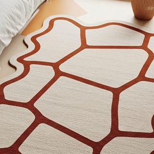 Alfombra de lana geométrica moderna personalizada alfombra abstracta con mechones a mano alfombra de diseñador para decoración del hogar sala de estar y picnics - Product Image 4
