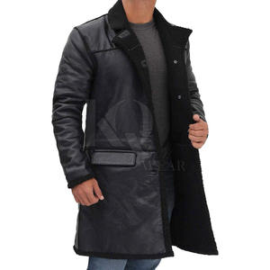 Abrigo de cuero inteligente para hombre, diseño largo y sencillo, perfecto para la oficina en invierno y la moda urbana. - Product Image 6