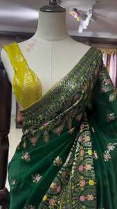 Nueva colección de ropa de fiesta tradicional de diseñador Faux Georgette Fancy Beautiful Heavy Thread bordado Work Saree y blusa - Product Image 2
