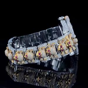 Montre de luxe mécanique en acier inoxydable de 41 mm, personnalisée, entièrement sertie de diamants Moissanite, cadran en verre, résistante à l'eau - Product Image 3