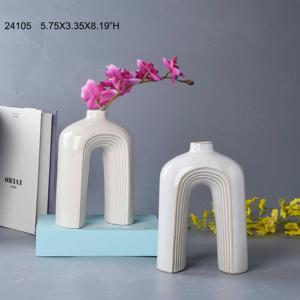 Ensemble de 3 vases à fleurs en crème beige mat, vase géométrique moderne fait à la main <span class=keywords><strong>pour</strong></span> la maison, le salon, le bureau - Product Image 5