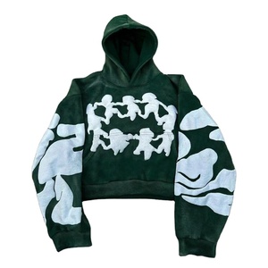 Sudadera con capucha extragrande y corta para hombre, con estampado 3D en relieve, estilo urbano, sudadera con capucha y sudadera para hombre - Product Image 1