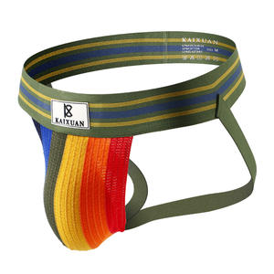 Venta al por mayor OEM logotipo personalizado Arco Iris rayas deporte <span class=keywords><strong>Ropa</strong></span> interior hombres transpirable mezcla de nailon de alta calidad <span class=keywords><strong>Ropa</strong></span> Interior hombres suspensorio - Product Image 3