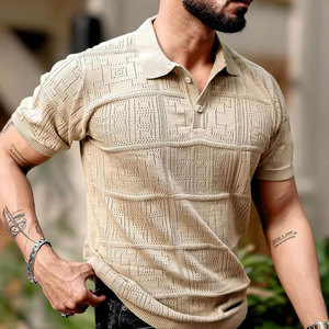 OEM de moda de alta calidad de los hombres Polos último diseño de media manga de punto de ropa hecha en fábrica al por mayor - Product Image 2