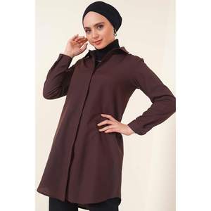 เสื้อเชิ้ตสีน้ำตาลตัดทรงรีคอปกคลาสสิก - Product Image 2