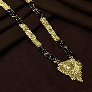 Wholesale 24K Micro Gold Plated <b>Long</b> <b>Pendant</b> Mangalsutra Traditional Indian Wedding Jewelry with Daily Wear Finish - Product Image 2