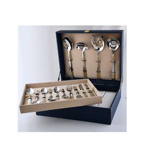 Miroitant acier inoxydable manche en métal argenterie couverts ensembles fourchette couteau cuillères couverts ensemble pour mariage fête hôtel - Product Image 1