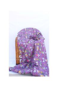 บลูไซส์เตียงคู่พิมพ์ลายแคนธาผ้านวมอินเดียสไตล์วินเทจ,ทำด้วยมือ Kantha Throw Cotton Kantha Bedspread - Product Image 3