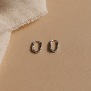 Oval <b>Huggie</b> Cuff <b>Earrings</b> Fashion Jewelry - Product Image 4
