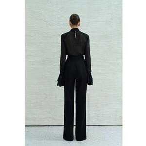 Pantalons élégants pour femmes ODM PANTALONS À JAMBE LARGE Mison Satin 89% Triacétate - 11% Polyester Pantalons et pantalons pour femmes tissés unis - Product Image 3