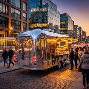 عربة طعام متنقلة بتصميم خارجي أنيق، شاحنة طعام، مقهى متنقل، عربات وافل، عربة طعام للبيع، بار متنقل - Product Image 3