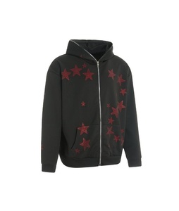 Custom Rhinestone Designs Mens 100% Cotton 450 GSM Full Zip Hoodie Sudadera con capucha de alta calidad para hombre - Product Image 2