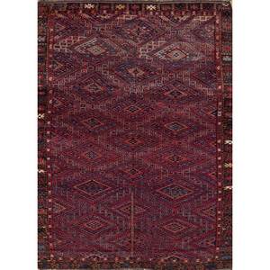 Tapis en laine noués à la main Nuray, motif abstrait rectangulaire 9x12 pour couloir, salon et chambre à coucher, Pae-4104 en rouge et orange - Product Image 1