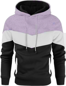 Sweat-shirt à capuche pour hommes, design color block, manches longues, vêtements décontractés d'automne avec poches latérales, fermeture à cordon - Product Image 3