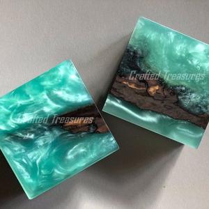 Dessous de verre en résine de bois de haute qualité de style américain Dessous de verre en résine de bois personnalisés pour tasses à thé Ensemble de sous-verres décoratifs en résine de bois Ustensiles de cuisine - Product Image 5