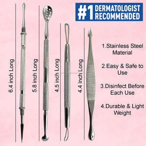 Kit Profesional de Extracción de Puntos Negros de Grado Médico, 4 Piezas, Extractor de Acné y Espinillas, Juego de Herramientas de Acero Inoxidable para la Cara - Product Image 5