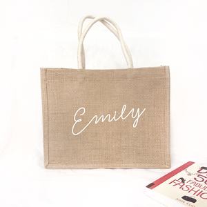 Vente en gros Sacs à provisions en jute pliable recyclables écologiques Sac fourre-tout en jute naturel avec logo imprimé personnalisé - Product Image 3