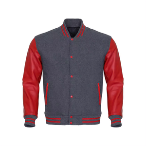 Chaquetas universitarias unisex de talla grande para hombre, chaqueta de béisbol de lana personalizada con mangas de cuero, tela de lona, fabricantes al por mayor - Product Image 2