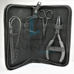 Petit kit d'outils d'extension de cheveux facile à transporter de couleur noire mate avec disponibilité d'étiquetage de logo de marque personnalisé - Product Image 6
