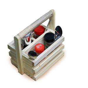 Modern <b>Wooden</b> Handmade Spice <b>Rack</b> with Handle Multi-Compartment Kitchen Organizer for Masala Jars Cutlery & Tabletop Storage - Product Image 5