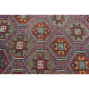 Tapis turc 3,2 x 4,4 pieds, petit tapis vintage, tapis en laine rouge patchwork - Product Image 5