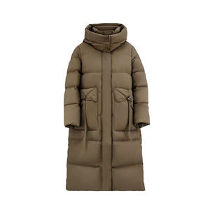 Parkas pour femmes de haute qualité en gros, grand col en fourrure, imperméables, écologiques, super longues, décontractées, épaisses, au-dessus du genou - Product Image 6